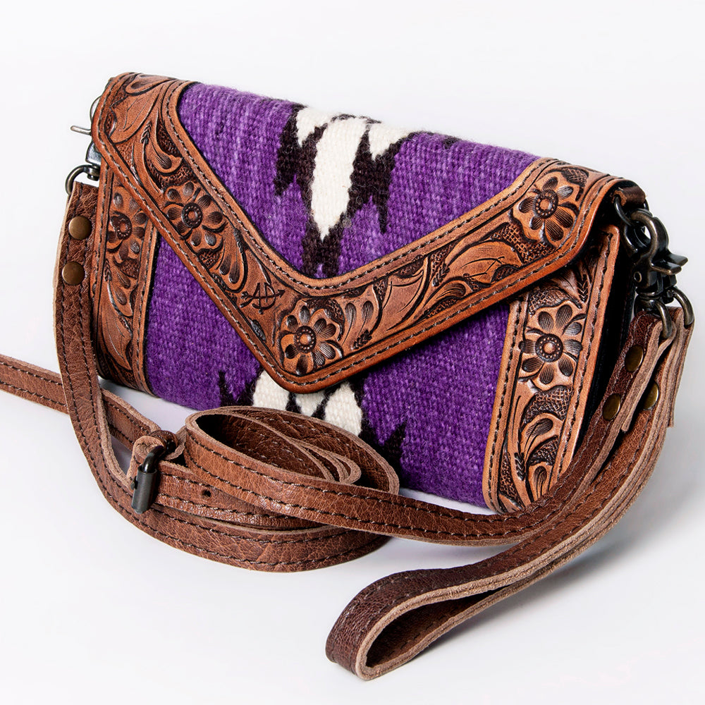 American Darling Envelope Saddle Blanket Hand Tooled Genuine Leather Western Women Bag Handbag Purse | for Cute