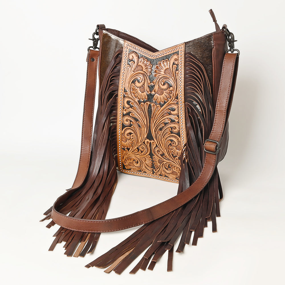 American Darling Large Crossbody Hand Tooled Hair On Genuine Leather Women Bag Western Handbag Purse