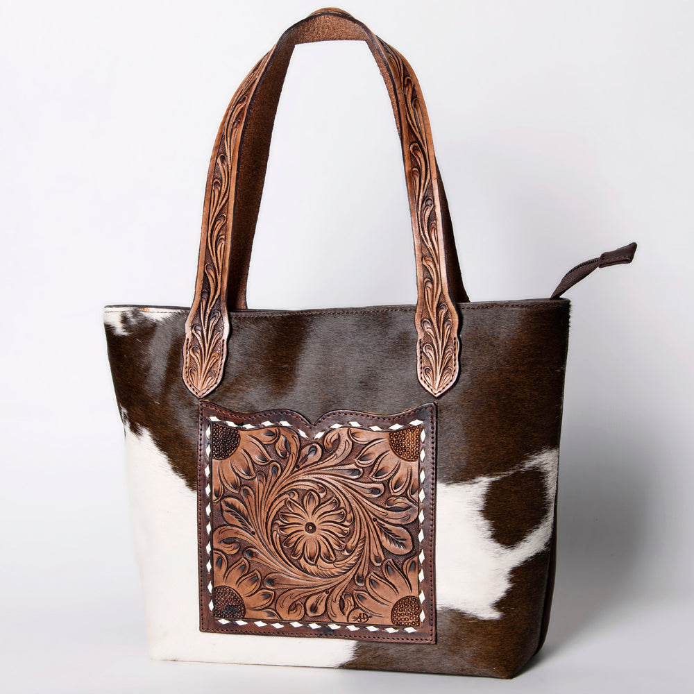 American Darling Tote Hand Tooled Hair-On Genuine Leather Women Bag Western Handbag Purse