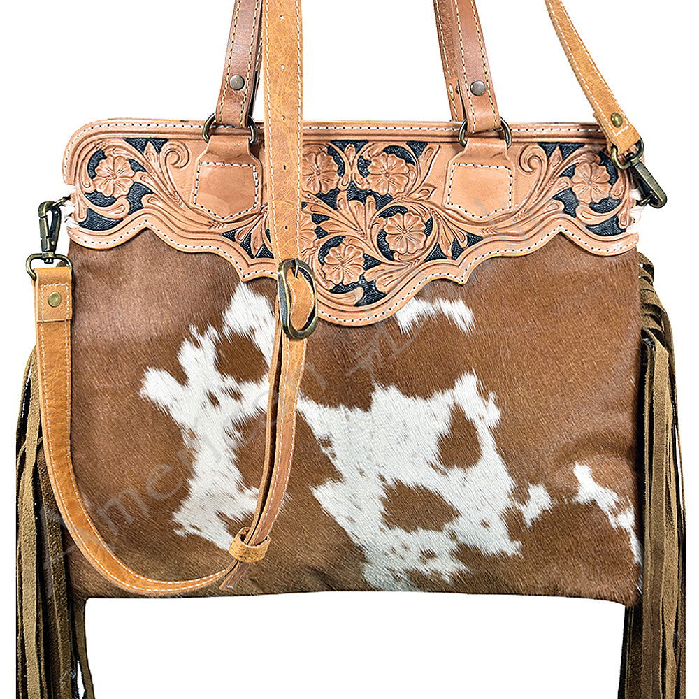 American Darling Cross Body Hand Tooled Hair on-Genuine Leather Western Women Bag Handbag Purse | Crossbody for Cute