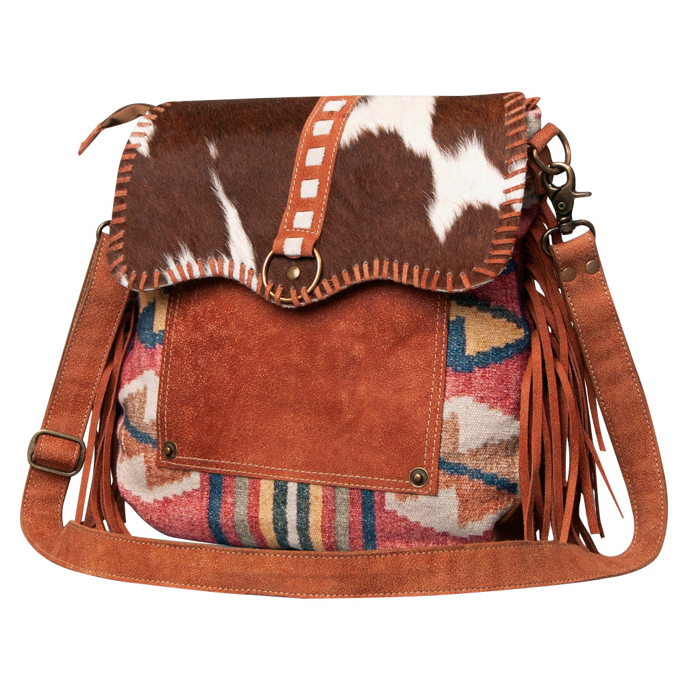 OHLAY Cross Body Upcycled Canvas Hair-On Genuine Leather Women Bag Western Handbag | Womens Handbags Belt for Summer