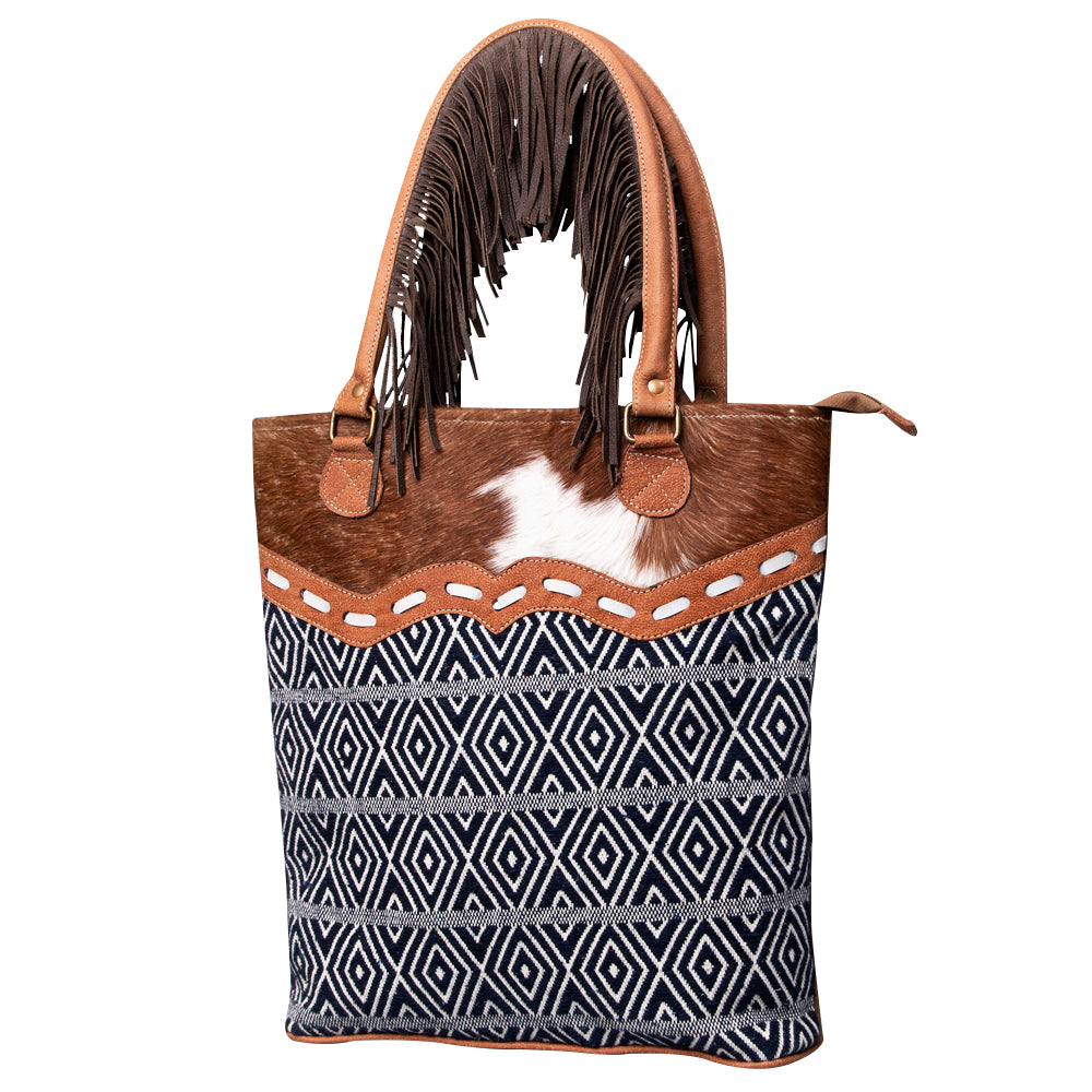 OHLAY KB469 TOTE Upcycled Wool Canvas Hair-on Genuine Leather women bag western handbag purse