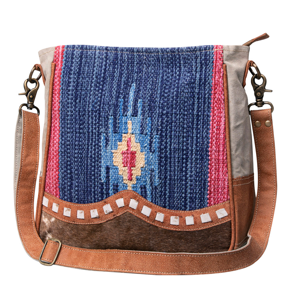OHLAY Cross Body Upcycled Wool Canvas Hair-On Genuine Leather Women Bag Western Handbag Purse Womens Handbags Belt for Summer
