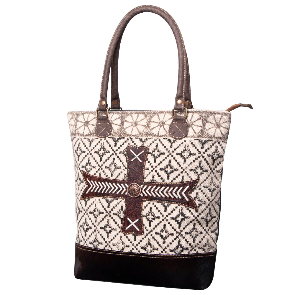 OHLAY KB481 TOTE Upcycled Wool Canvas Embossed Genuine Leather women bag western handbag purse