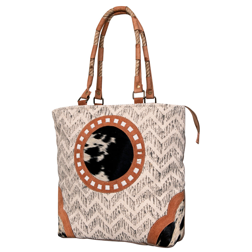 OHLAY KB487 TOTE Upcycled Wool Canvas Hair-on Genuine Leather women bag western handbag purse