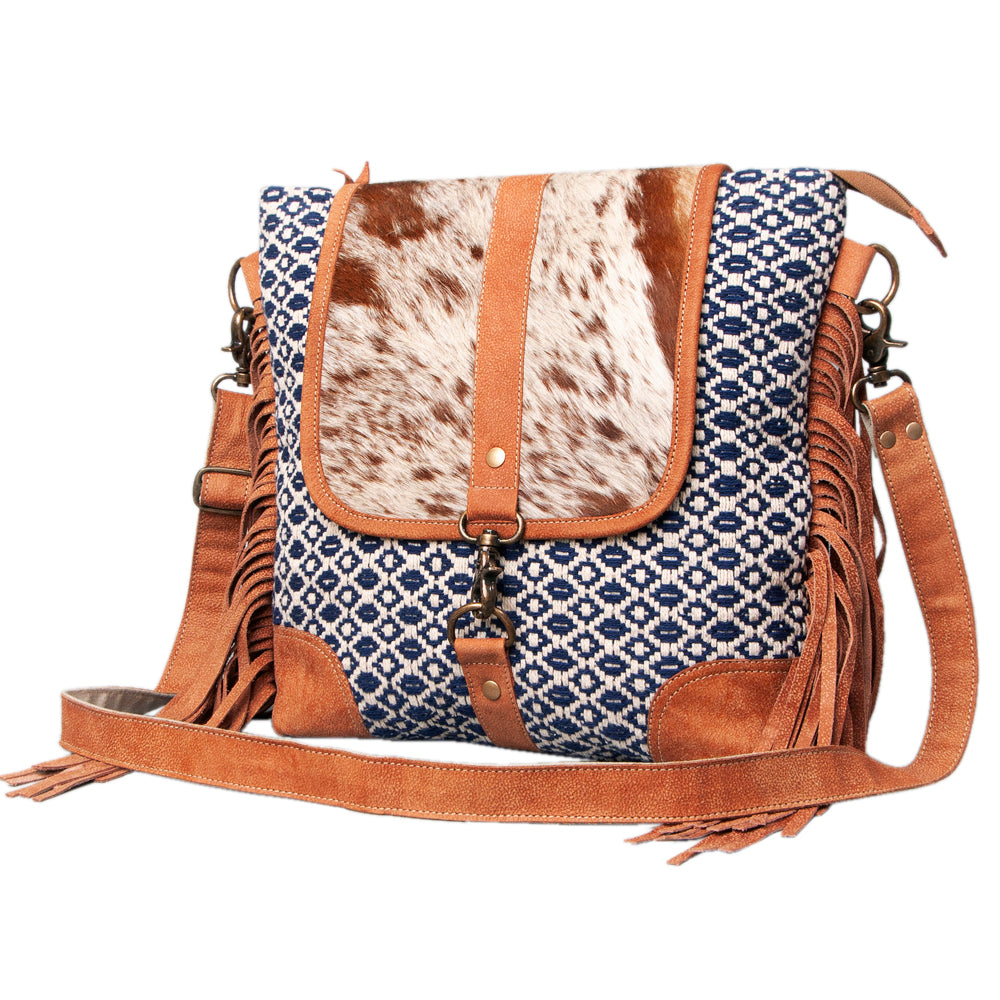 OHLAY Cross Body Upcycled Wool Canvas Hair-On Genuine Leather Women Bag Western Handbag Purse Womens Handbags Belt for Summer