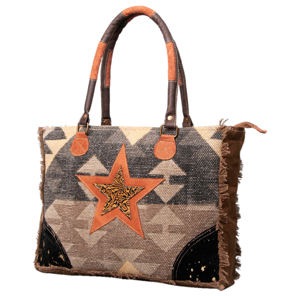 OHLAY WEEKENDER Upcycled Wool Canvas Embossed Hair-on Genuine Leather women bag western handbag purse