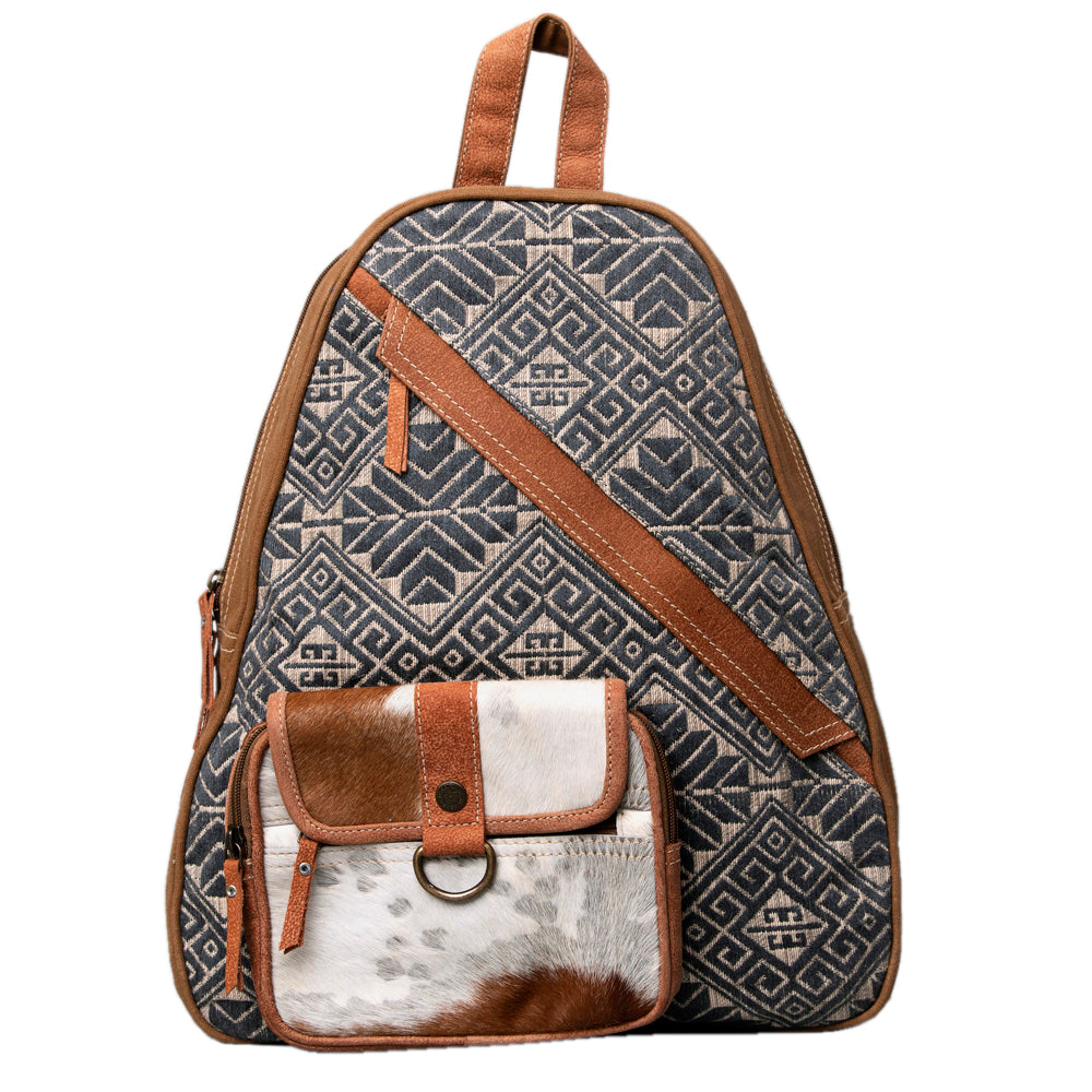boho leather backpack OHLAY KB501 Backpack Upcycled Canvas Hair-On Genuine Leather women bag western handbag purse