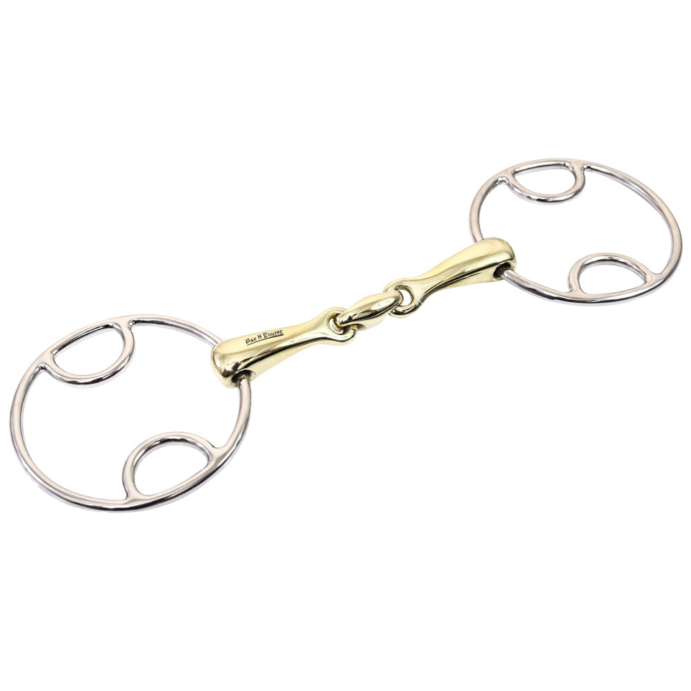 Bar H Equine Western O Ring Brass Mouth Snaffle Horse Bits Stainless Steel Bit