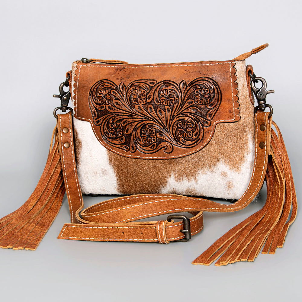 American Darling ADBG1049 Small Crossbody Hand Tooled Hair-On Genuine Leather Women Bag Western Handbag Purse