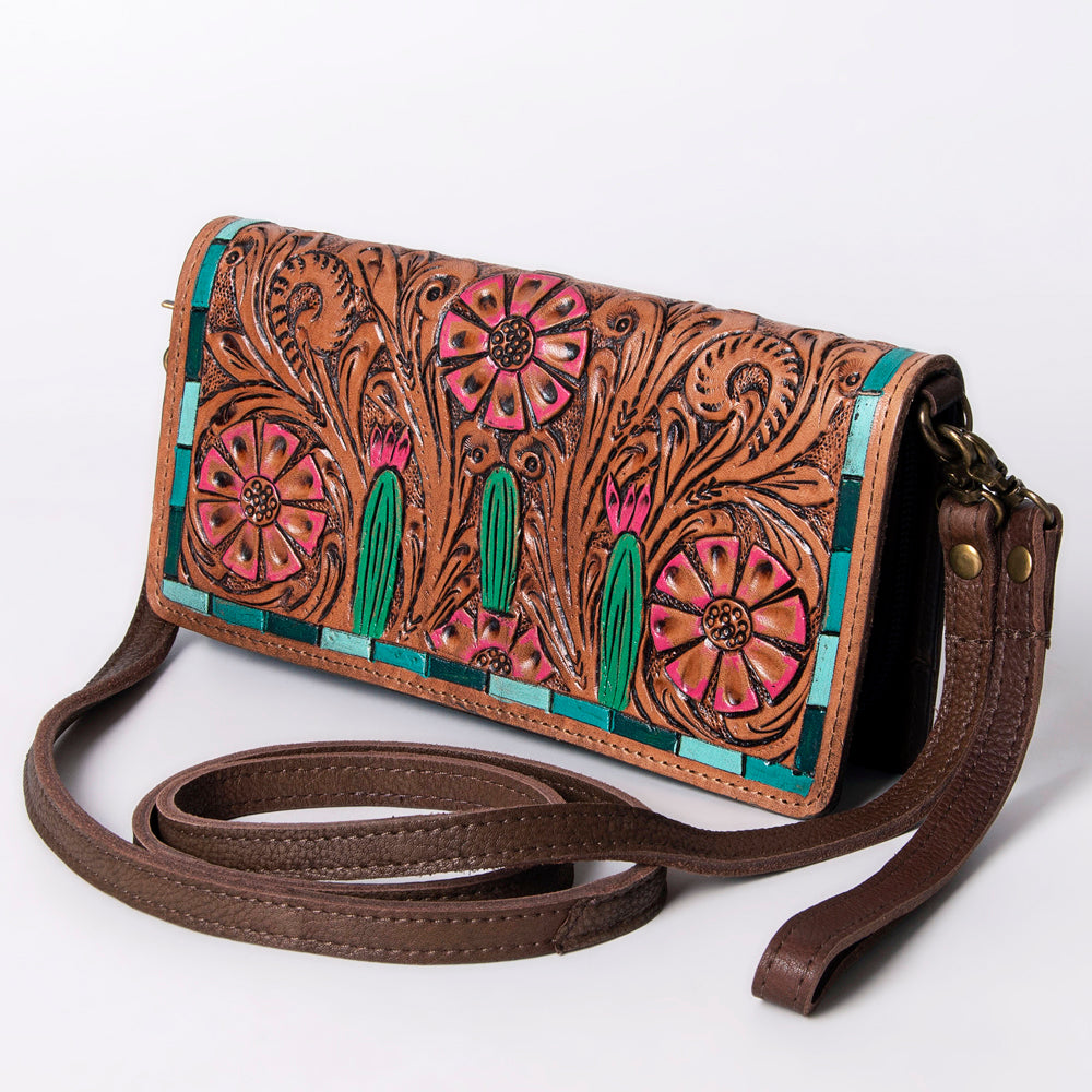 American Darling Wallet Hand Tooled Genuine Leather Western Women Bag | Handbag Purse Wristlet Travel Clutch