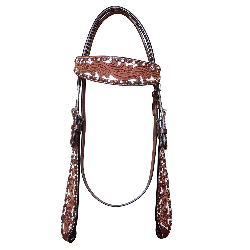 HILASON Western Horse Headstall Tack Genuine American Leather Brown