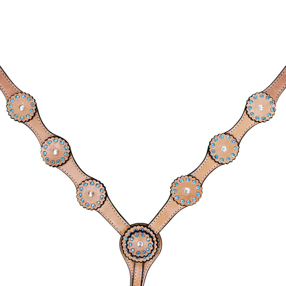 HILASON Western Horse Headstall Breast Collar Tack Set Genuine American Leather