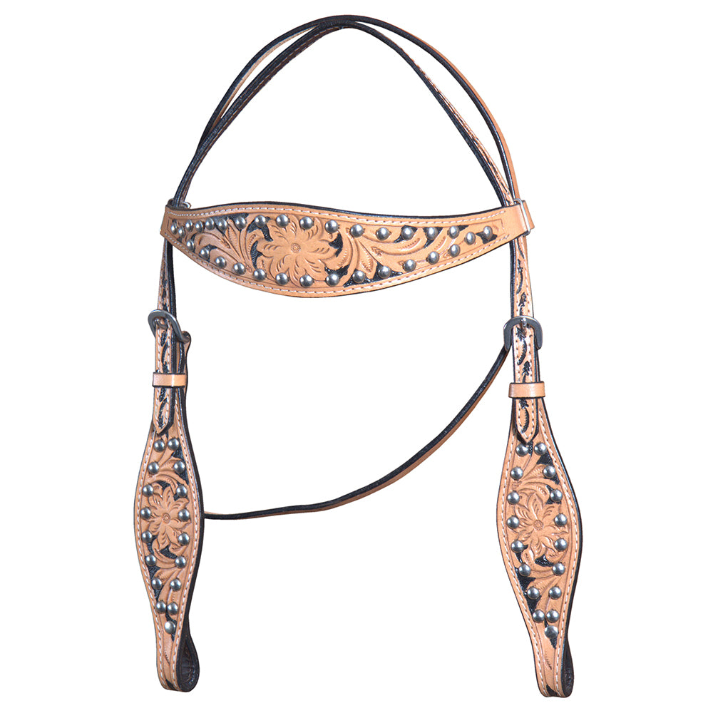 HILASON Western Horse Leather Headstall Tan | for Horses Headstalls