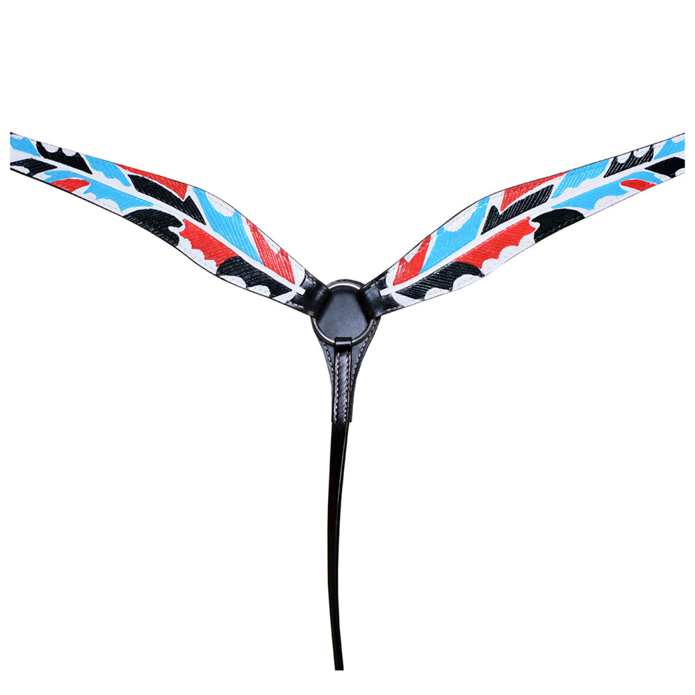 HILASON Western Horse Genuine Leather Printed Breast Collar Black