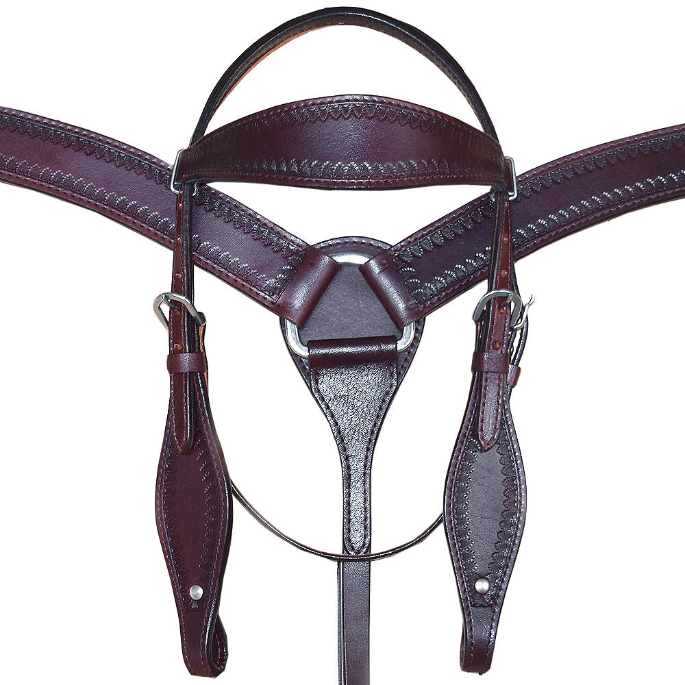HILASON Western Genuine American Leather Horse Headstall & Breast Collar Set