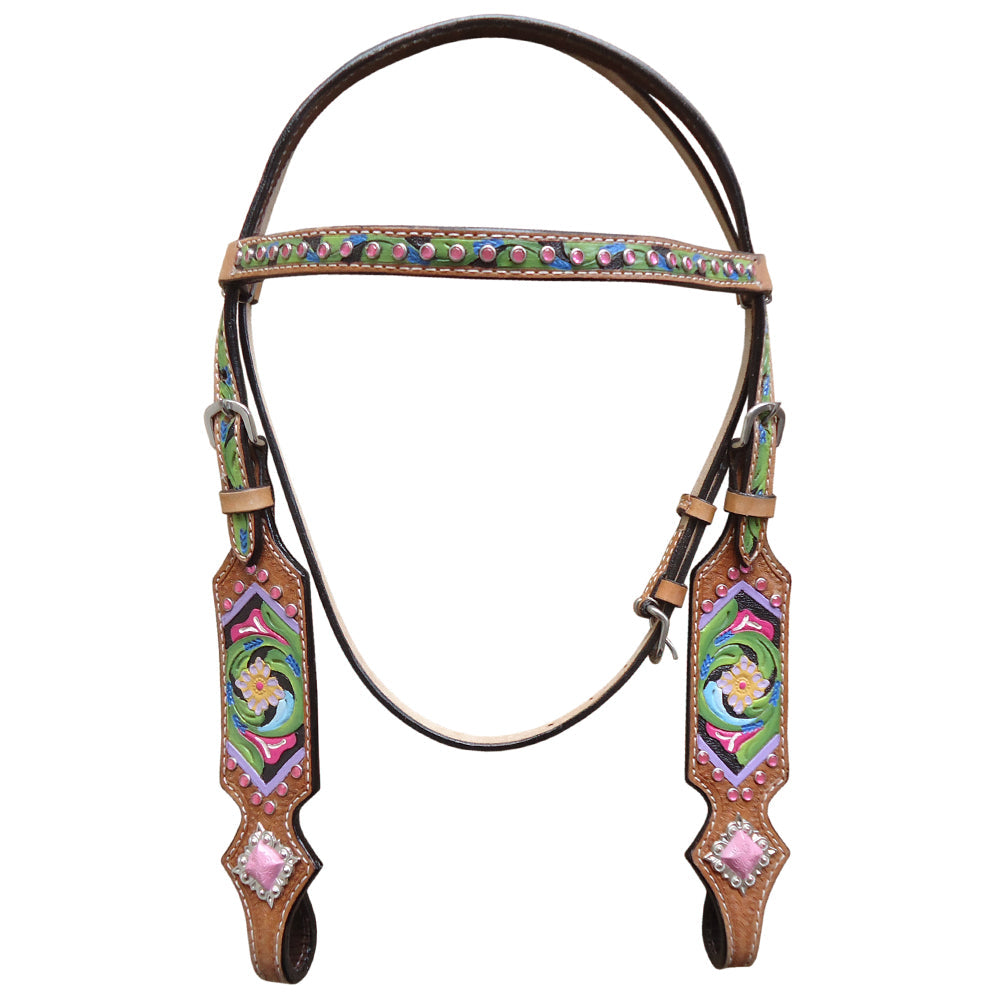 Hilason Western Horse Leather Headstall Tan