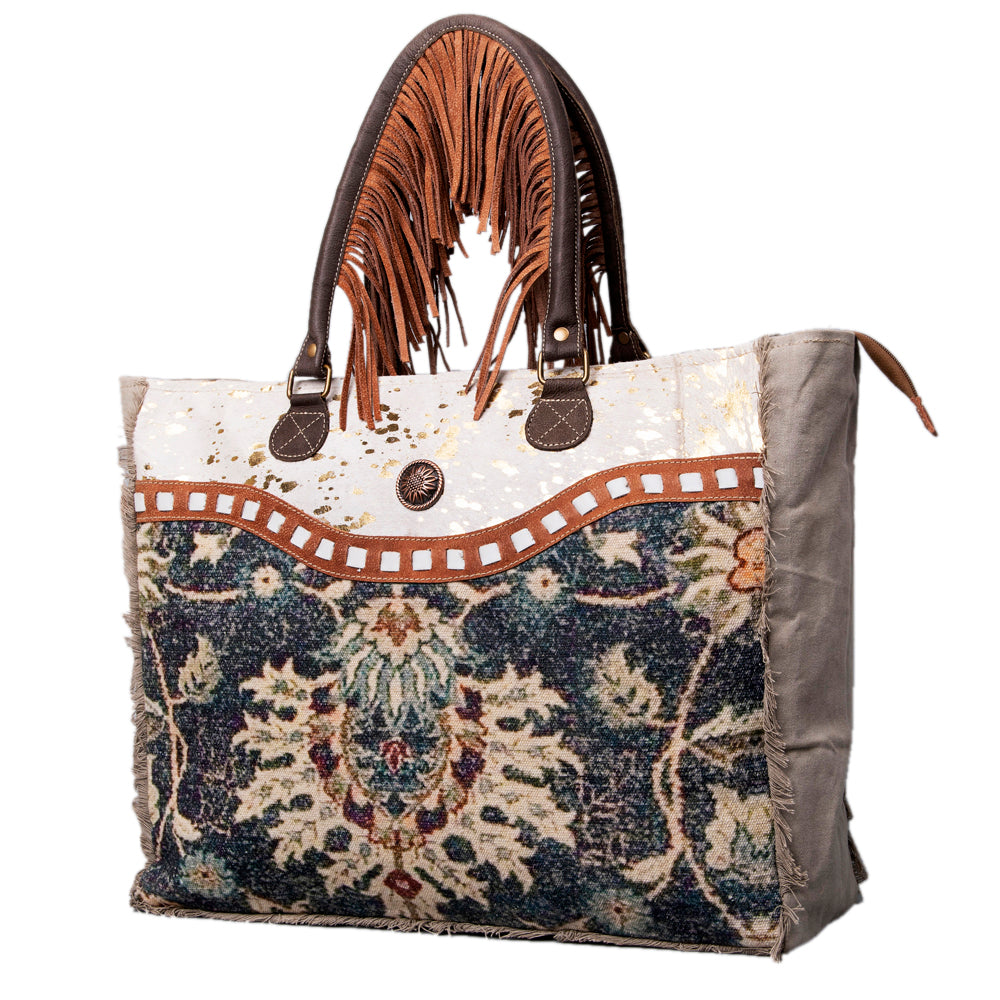 OHLAY WEEKENDER Upcycled Canvas Hair-on Genuine Leather women bag western handbag purse