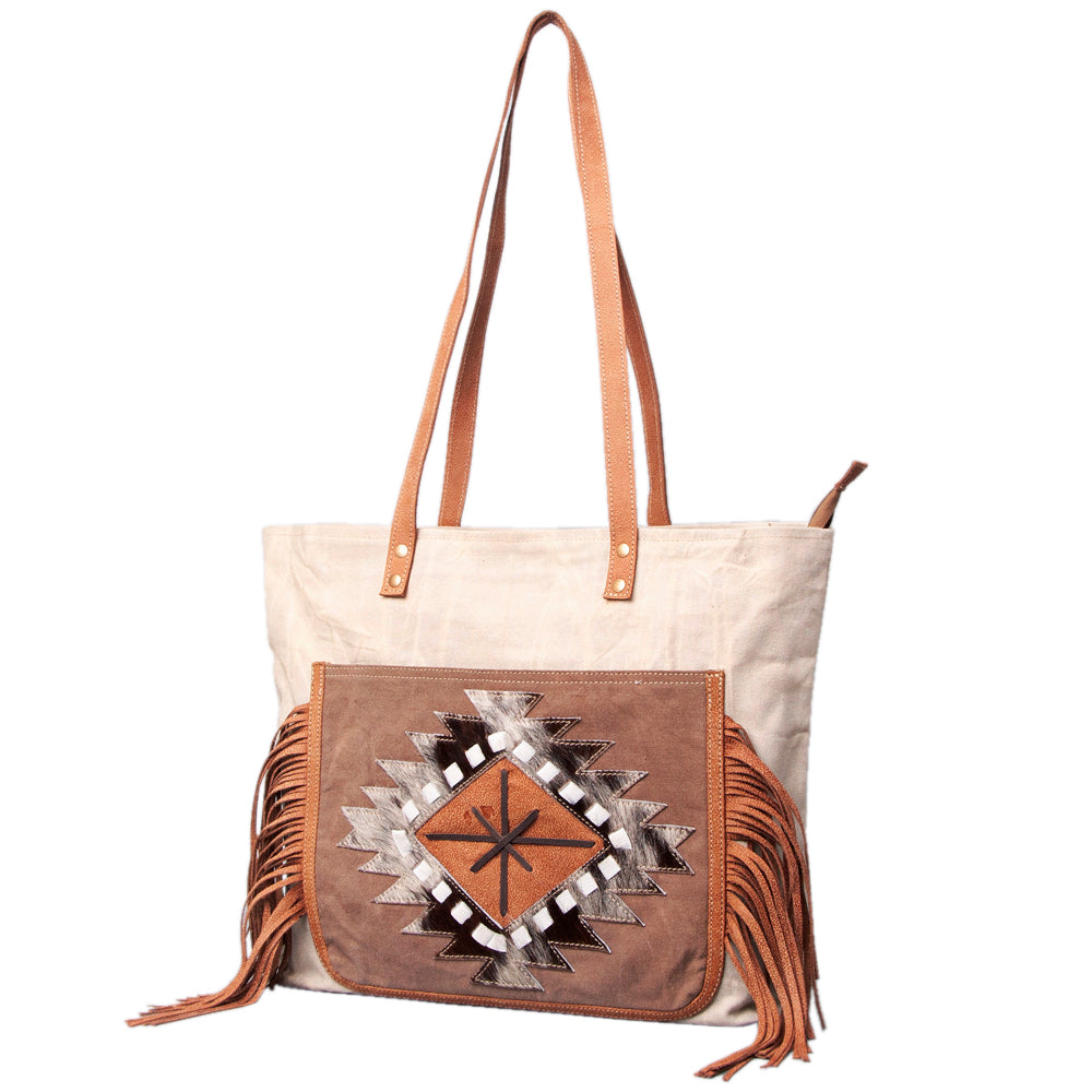 OHLAY KB515 TOTE Upcycled Canvas Hair-on Genuine Leather women bag western handbag purse