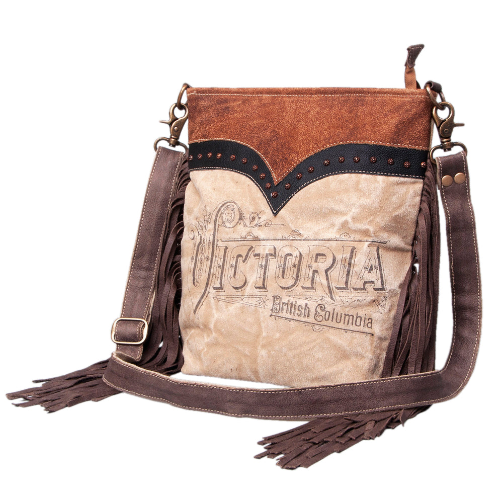 OHLAY KB517 Cross Body Upcycled Canvas Genuine Leather women bag western handbag purse