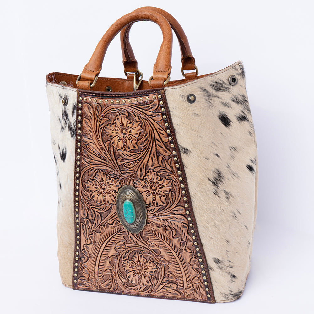 American Darling Tote Hand Tooled Hair on Genuine Leather Western Women Bag | Handbag Purse for Cute