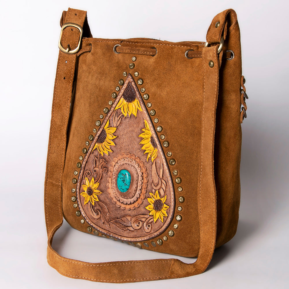 American Darling Bucket Suede Hand Tooled Genuine Leather Western Women Bag | Handbag Purse