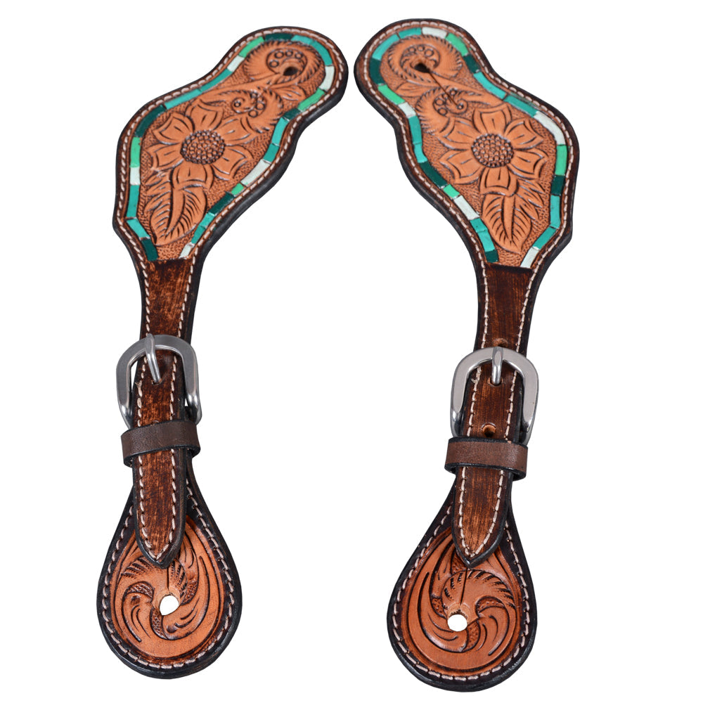 Bar H Equine Leather Spurs Straps for Adults - Western Womens Spur Straps for Horse Riding, Barrel Racing, Show, and Rodeo