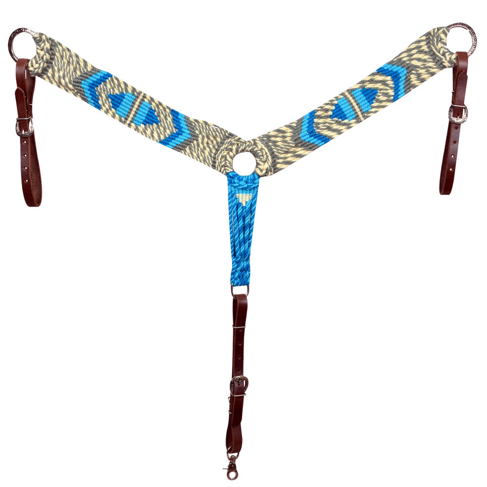 HILASON Western Wool Breast Collar Headstall Set Tack Set Grey & Turquoise