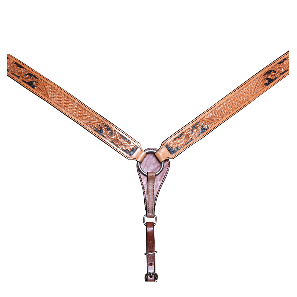HILASON COMFYTACK Western Horse Leather Headstall & Breast Collar Side Buck Stitch Tan | Tack Set for Horses