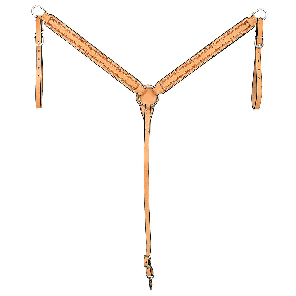 Hilason Western Horse Breast Collar Handtooled American Leather Tan