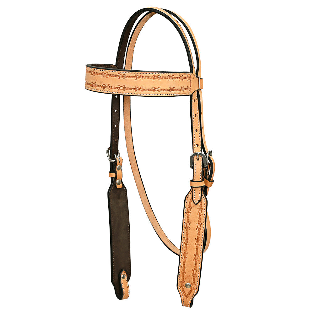 Hilason Western Horse Headstall Handtooled Crafted American Leather Tan