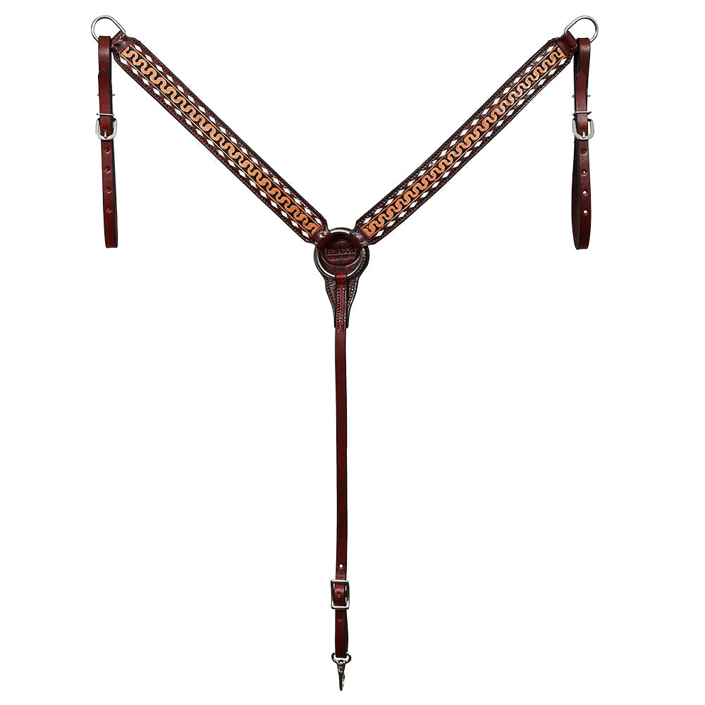 Hilason Western Horse Breast Collar Handtooled American Leather Dark Brown