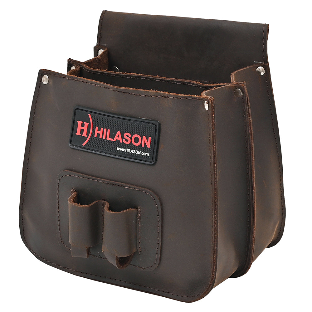 HILASON Genuine Thick Leather Shooting Shotgun Shell Bag Ammo Bag Pouch