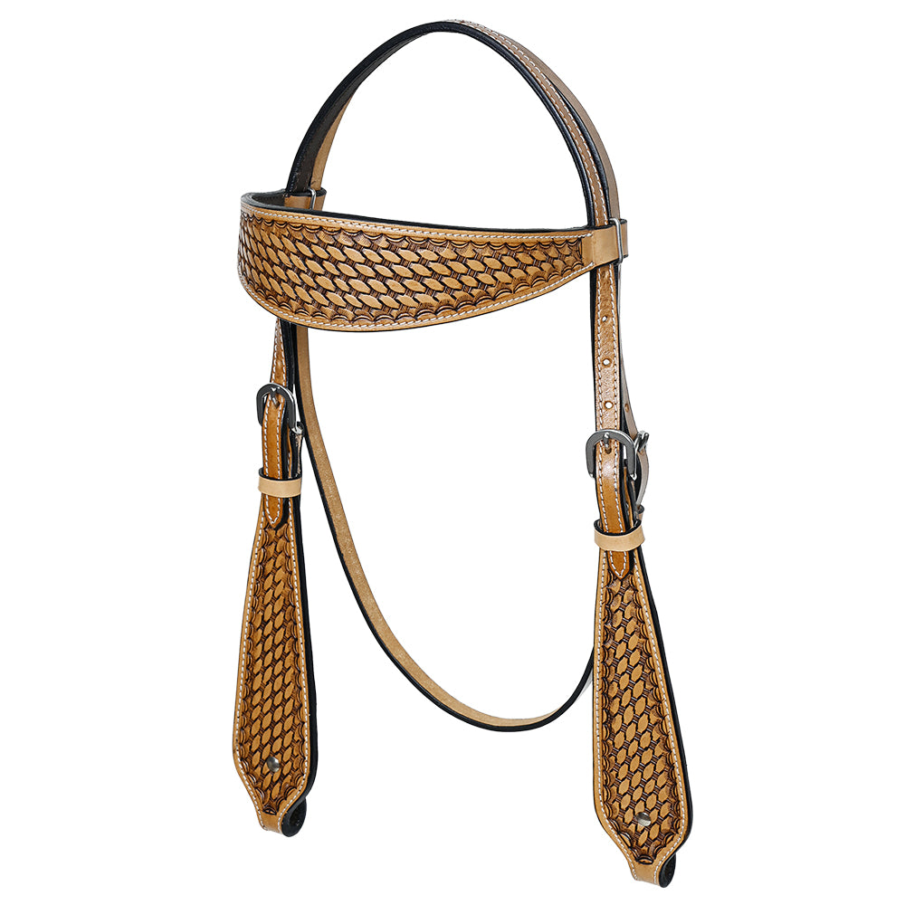 HILASON Western Horse Headstall & Breast Collar American Leather Basket Tan