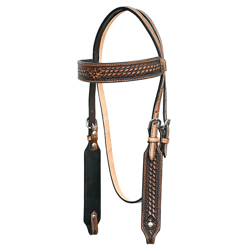 HILASON Western Horse Genuine American Leather Headstall & Breast Collar Set Brown