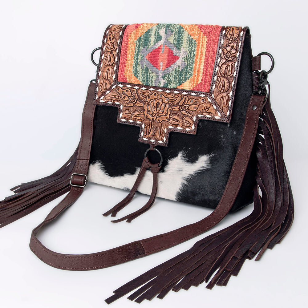 American Darling Cross Body II Hand Tooled Hair On Genuine Leather Women Bag Western Handbag Purse