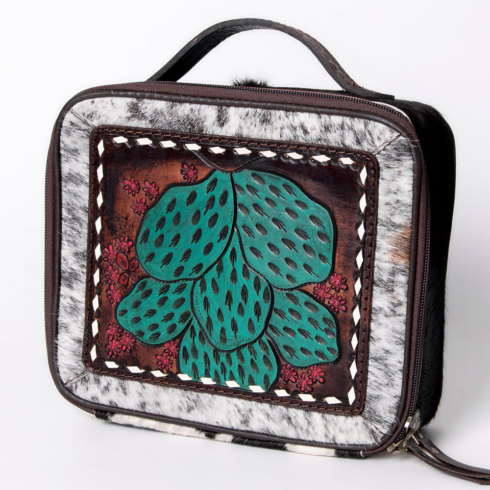 American Darling Jewelry Case Hand Tooled Hair-On Genuine Leather Women Bag Western Handbag Purse | Organizer for Travel