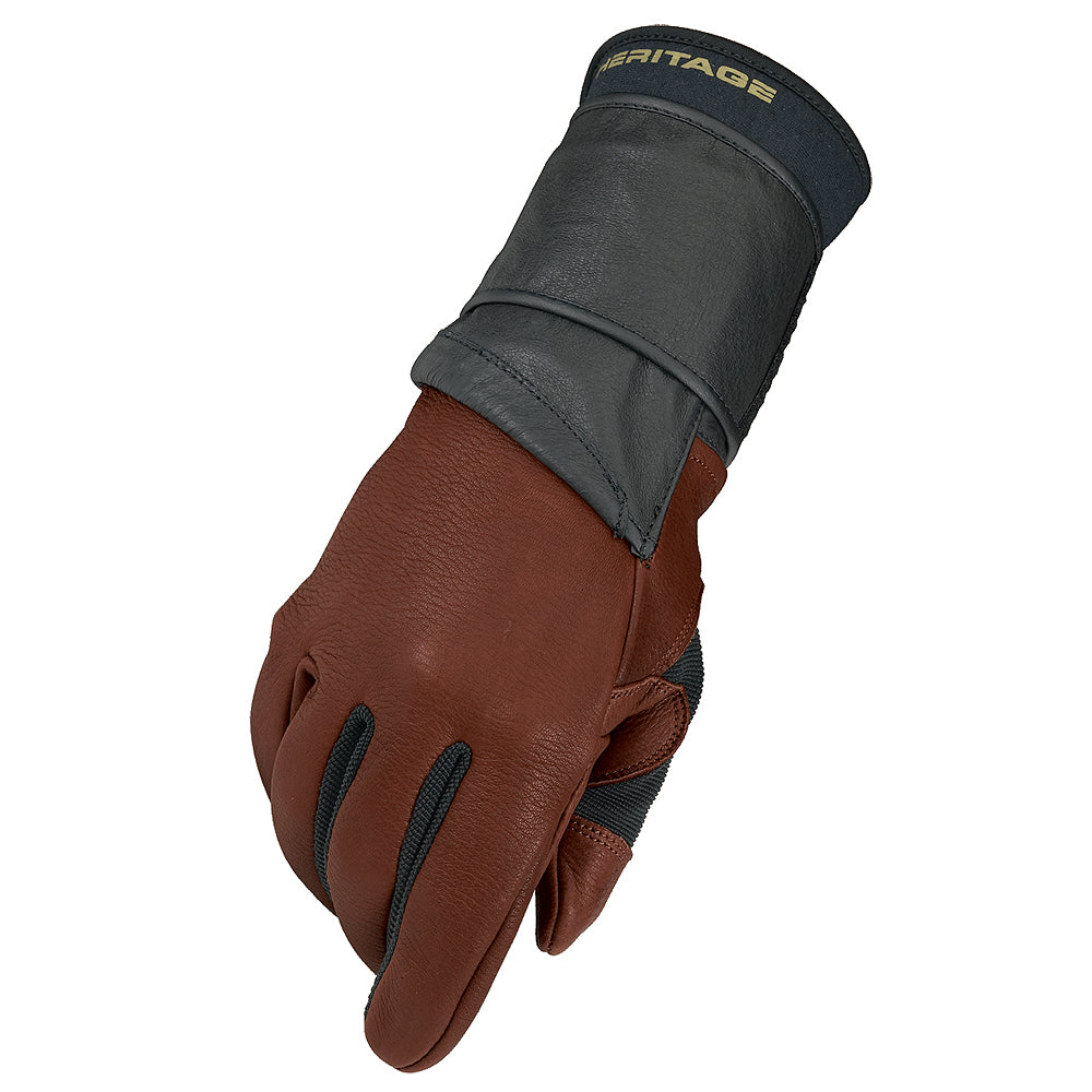 10 Size Heritage Pro 80 Bull Stretchable Riding Gloves Brown With Black