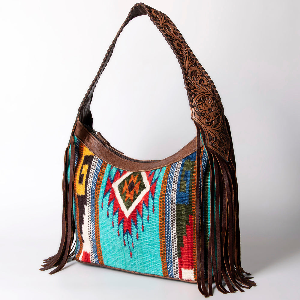 American Darling Hobo Hair-On Saddle Blanket Fabric Genuine Leather Western Women Bag | Handbag Purse Bags for Wallet Cute