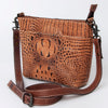 American Darling Western Leather Cross body Bag, Crocodile Embossed Full Grain Genuine Leather, Eco-Friendly Handcrafted Purse