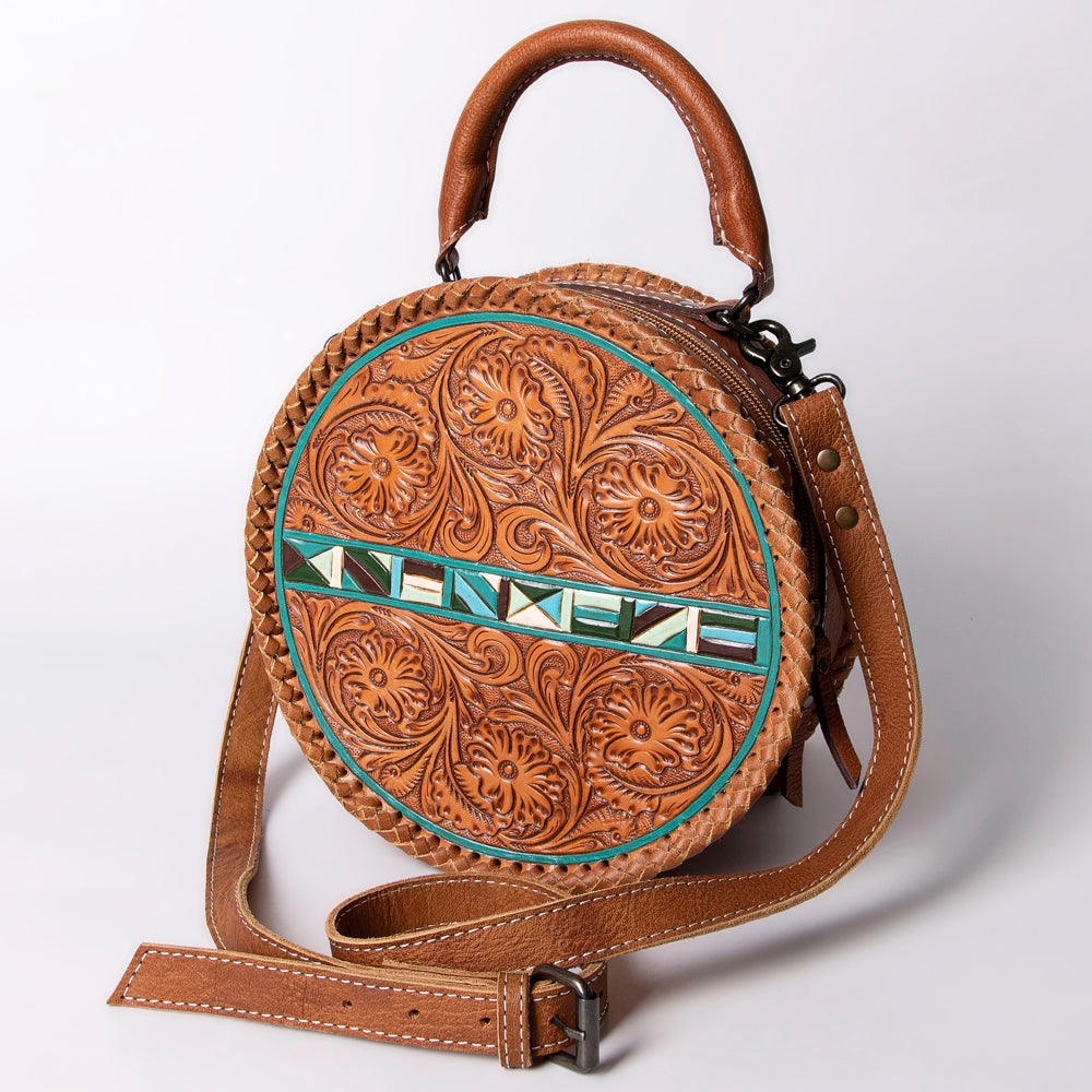 American Darling Women's Canteen Bag Western Hand Tooled Genuine Leather Handbag and Ladies Purse