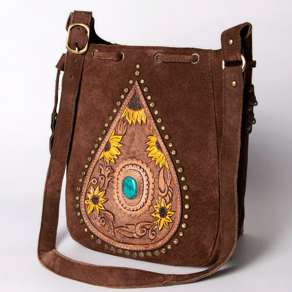 American Darling Bucket Suede Hand Tooled Genuine Leather Western Women Bag | Handbag Purse