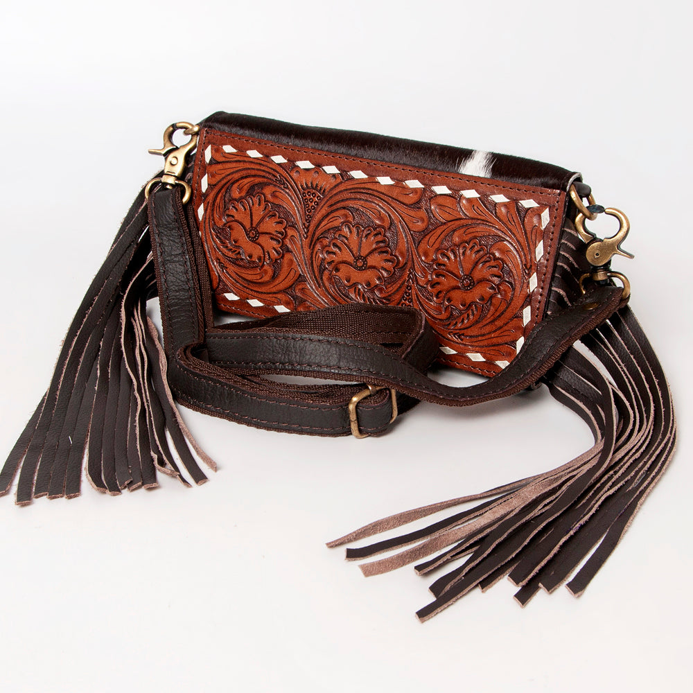 Ohlay Bags KBA128 Clutch Hand Tooled Hair-On Genuine Leather Women Bag Western Handbag Purse