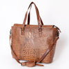 American Darling Western Leather Tote Bag, Crocodile Embossed Full Grain Genuine Leather, Eco-Friendly Large Shopper Bag
