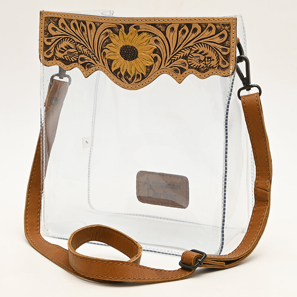American Darling Clear Bag Hand Tooled Genuine Leather Women Western Handbag Purse