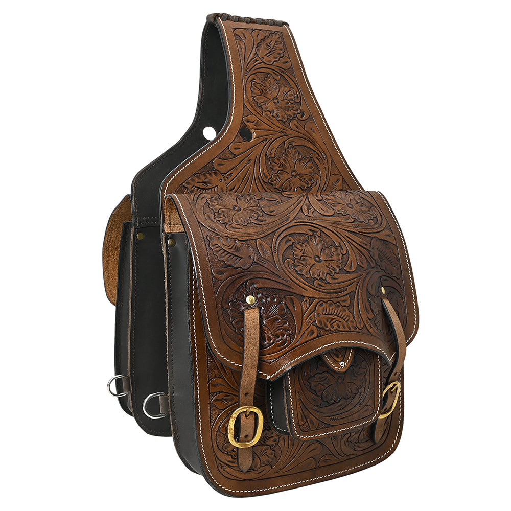 HILASON Soft Leather Horse Saddle Bag Brown | Equestrian Western Adjustable Closure