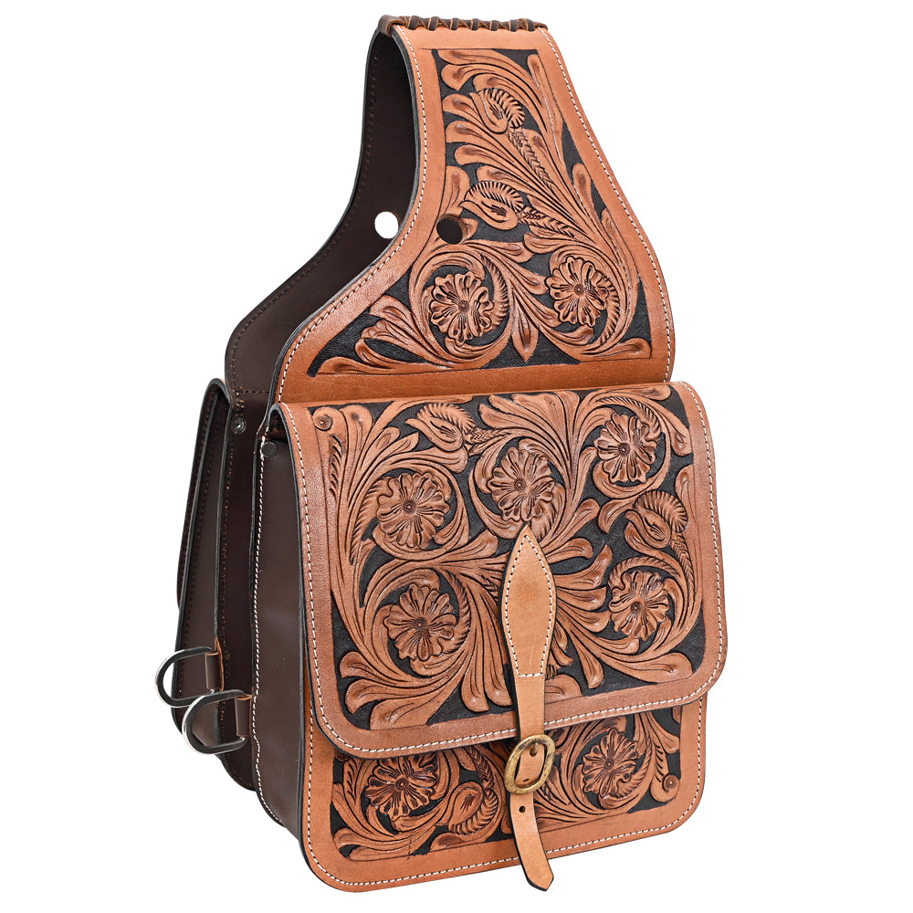 HILASON Soft Leather Horse Saddle Bag Brown | Equestrian Western Adjustable Closure