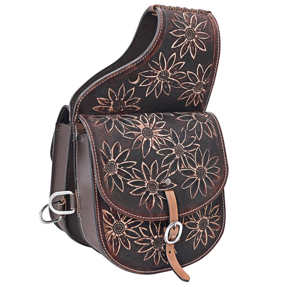 HILASON Soft Leather Horse Saddle Bag Brown | Equestrian Western Adjustable Closure