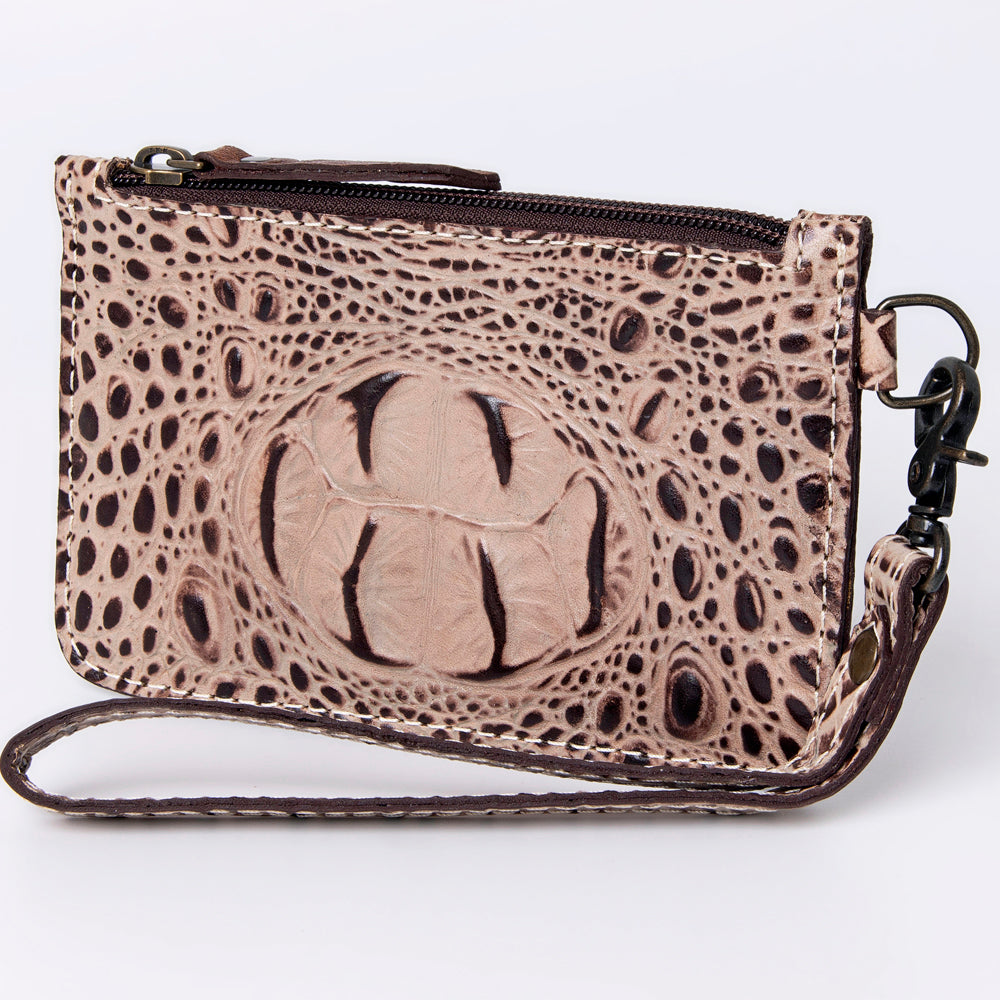 American Darling Wristlet Crocodile Embossed Genuine Leather Western Women Bag | Handbag Purse Travel Clutch