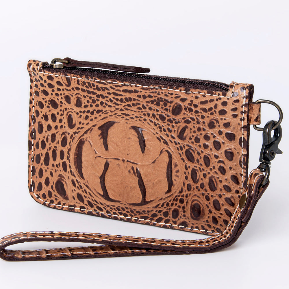 American Darling Wristlet Crocodile Embossed Genuine Leather Western Women Bag | Handbag Purse Travel Clutch